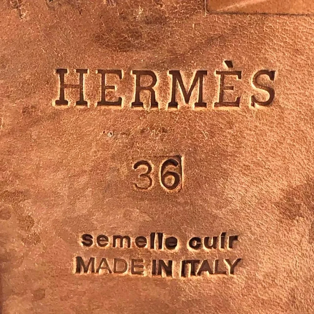 Hermès Jumping Boot Knee High Leather Kelly Lock Taupe Étoupe EU 36 - Picture 6 of 8